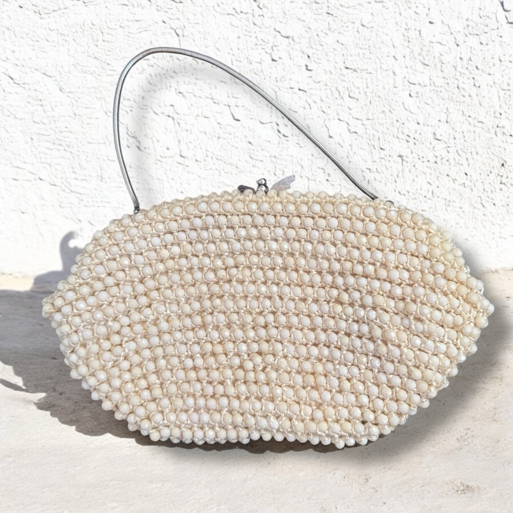 Vintage faceted beads butterfly closure clutch Fairycore coquette